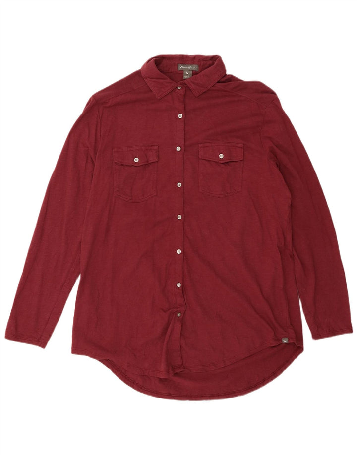EDDIE BAUER Damen Hemd UK 16 Large Kastanienbraun Baumwolle