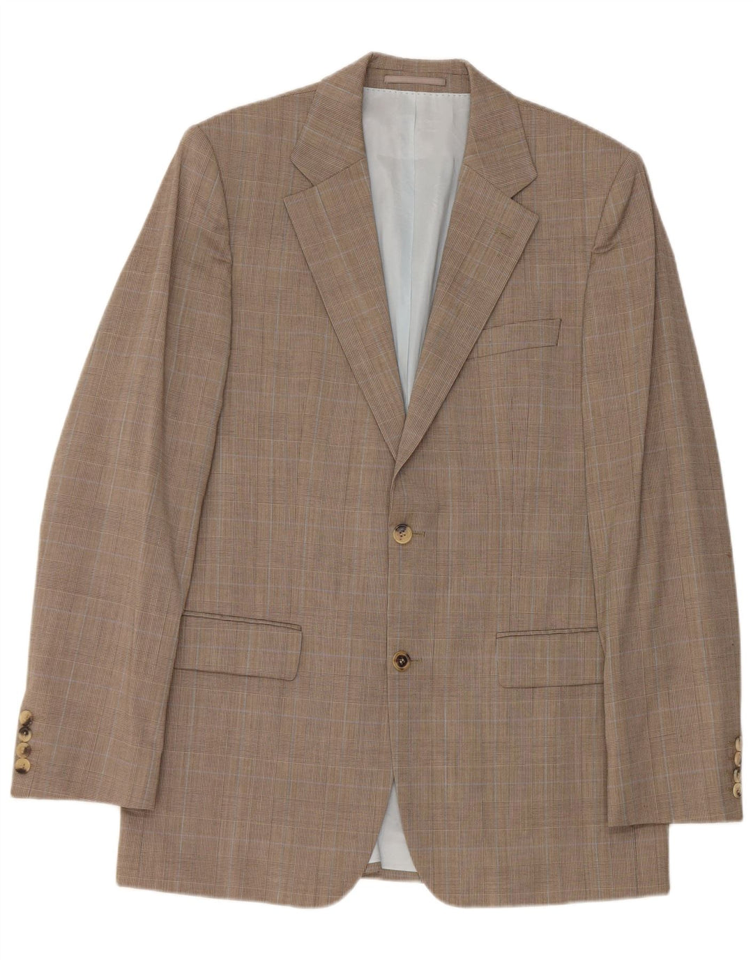 Hugo Boss Herren-Blazer mit 2 Knöpfen, EU 48, mittelbraun, karierte Schurwolle