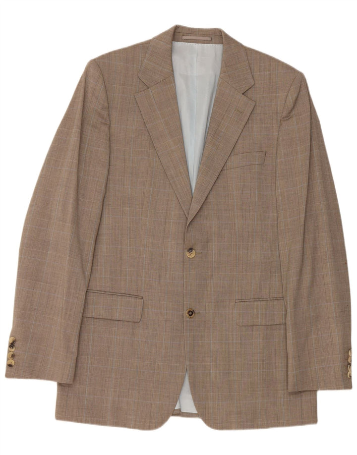 Hugo Boss Herren-Blazer mit 2 Knöpfen, EU 48, mittelbraun, karierte Schurwolle