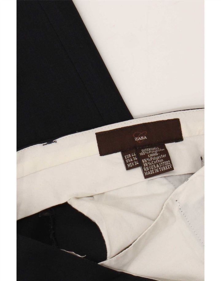 Gerade Anzughose für Herren von Zara, EU 44, Größe L, W34, L29, Marineblau, Polyester