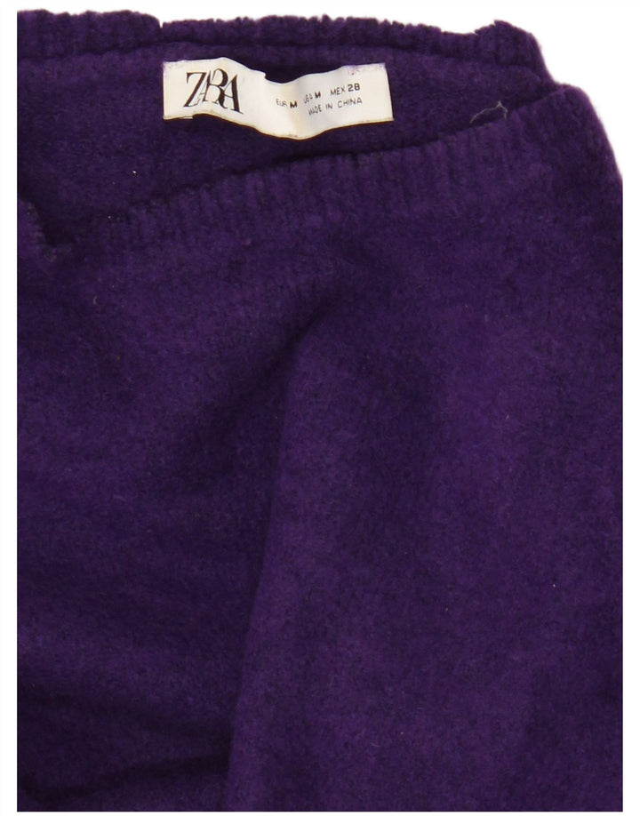 Zara Damen Crop Crew Neck Pullover Pullover UK 14 Medium Purple