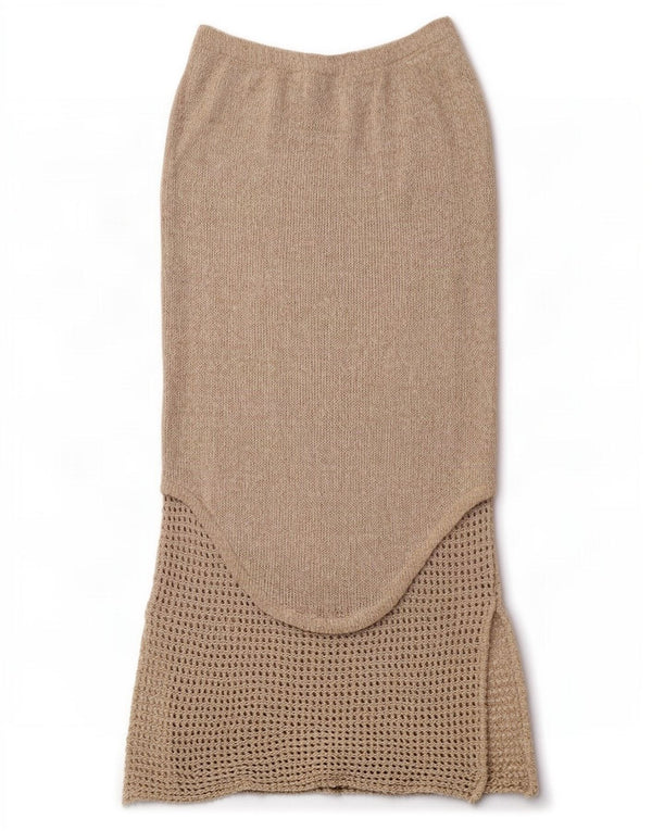 Roisin McCarthy Womens Knit Maxi Skirt Medium W30 Beige Cotton