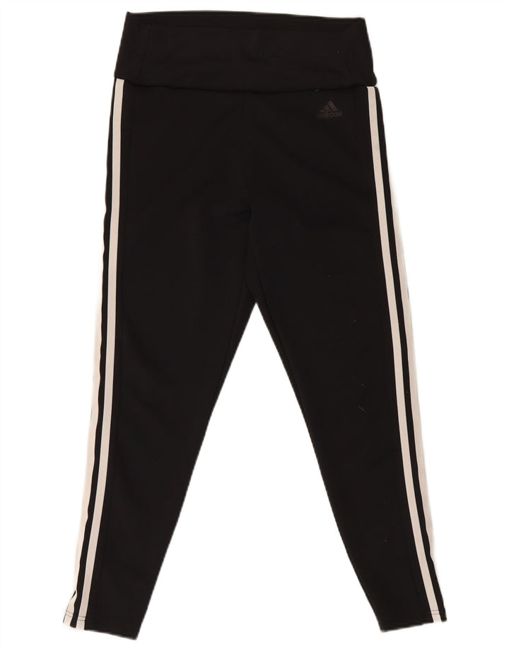 Adidas Damen Crop Leggings UK 12/14 Medium Schwarz Polyester