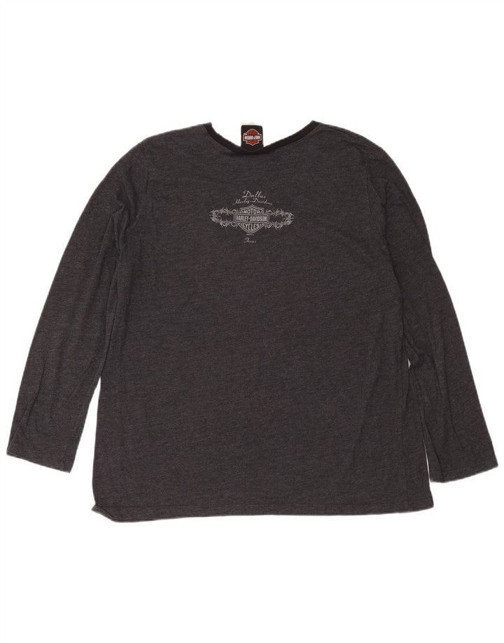 Harley Davidson Damen Top Langarm UK 20 2XL Graue Baumwolle
