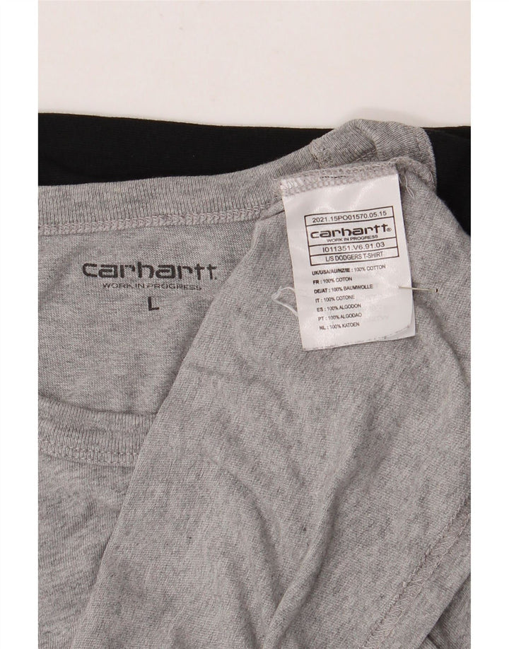 Carhartt Herren-Oberteil, langärmelig, groß, graue Farbblock-Baumwolle