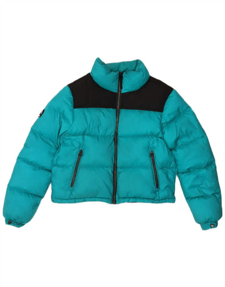 Superdry Damen Wattierte Jacke UK 12 Medium Türkis Colourblock Polyester