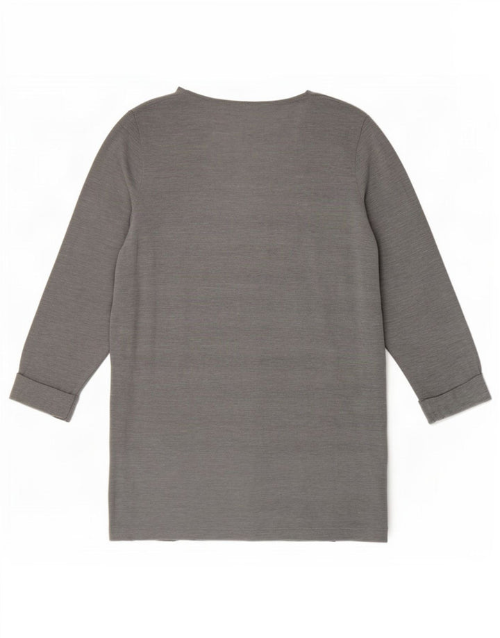 Marks & Spencer Damen-Top, 3/4-Ärmel, UK-Größe 14, Mittelgrau, gestreift, Polyester