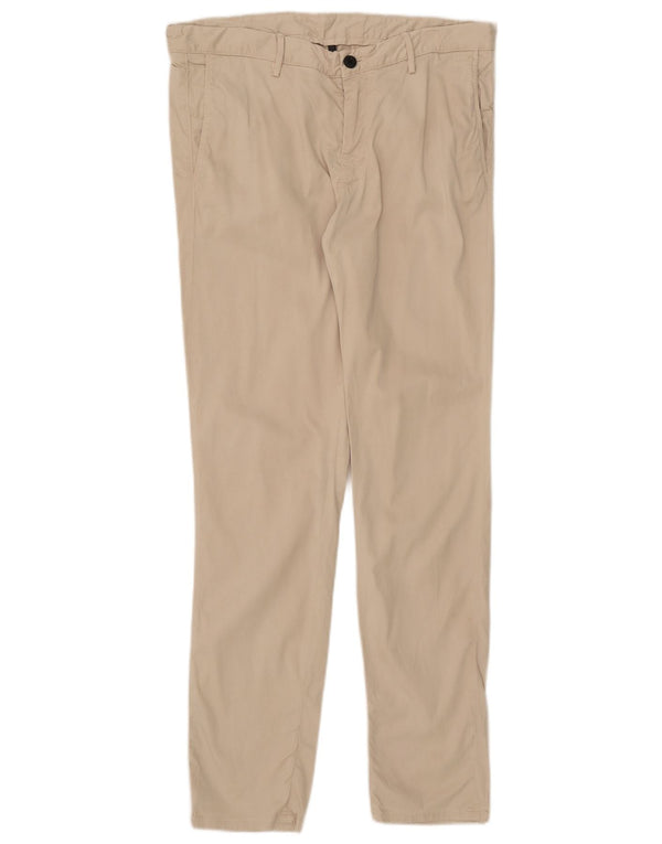 Massimo Dutti Herren Slim Fit Chinohose EU 42 Large W34 L32 Beige Baumwolle
