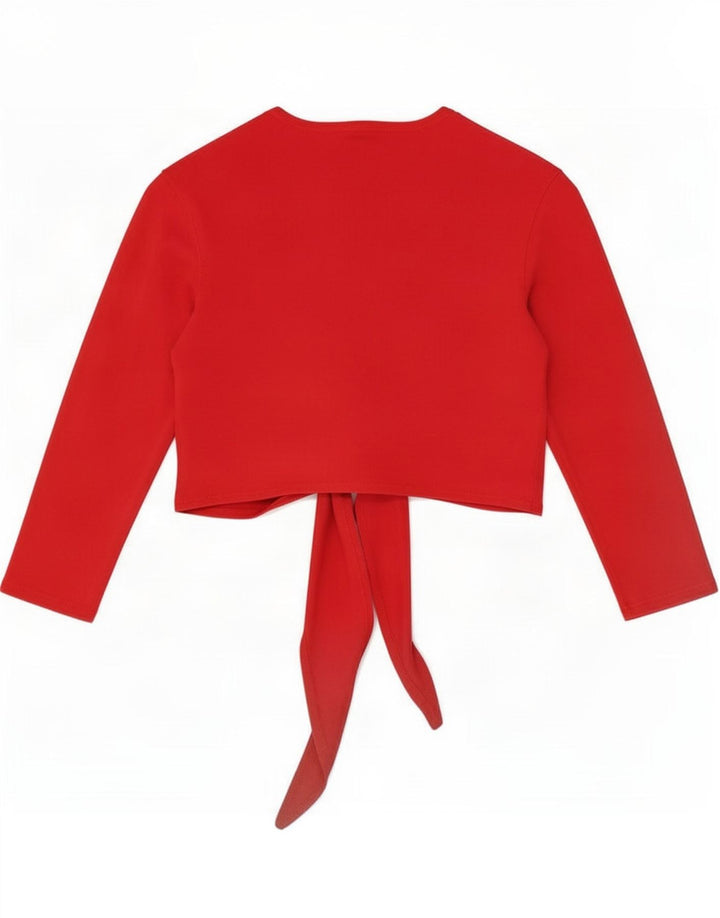 Marks & Spencer Damen-Crop-Top mit 3/4-Ärmeln vorne zum Binden, UK-Größe 14, Mittelrot
