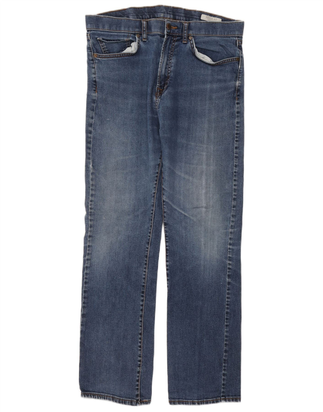 Marks & Spencer Herren Regular Straight Jeans W36 L33 Blaue Baumwolle