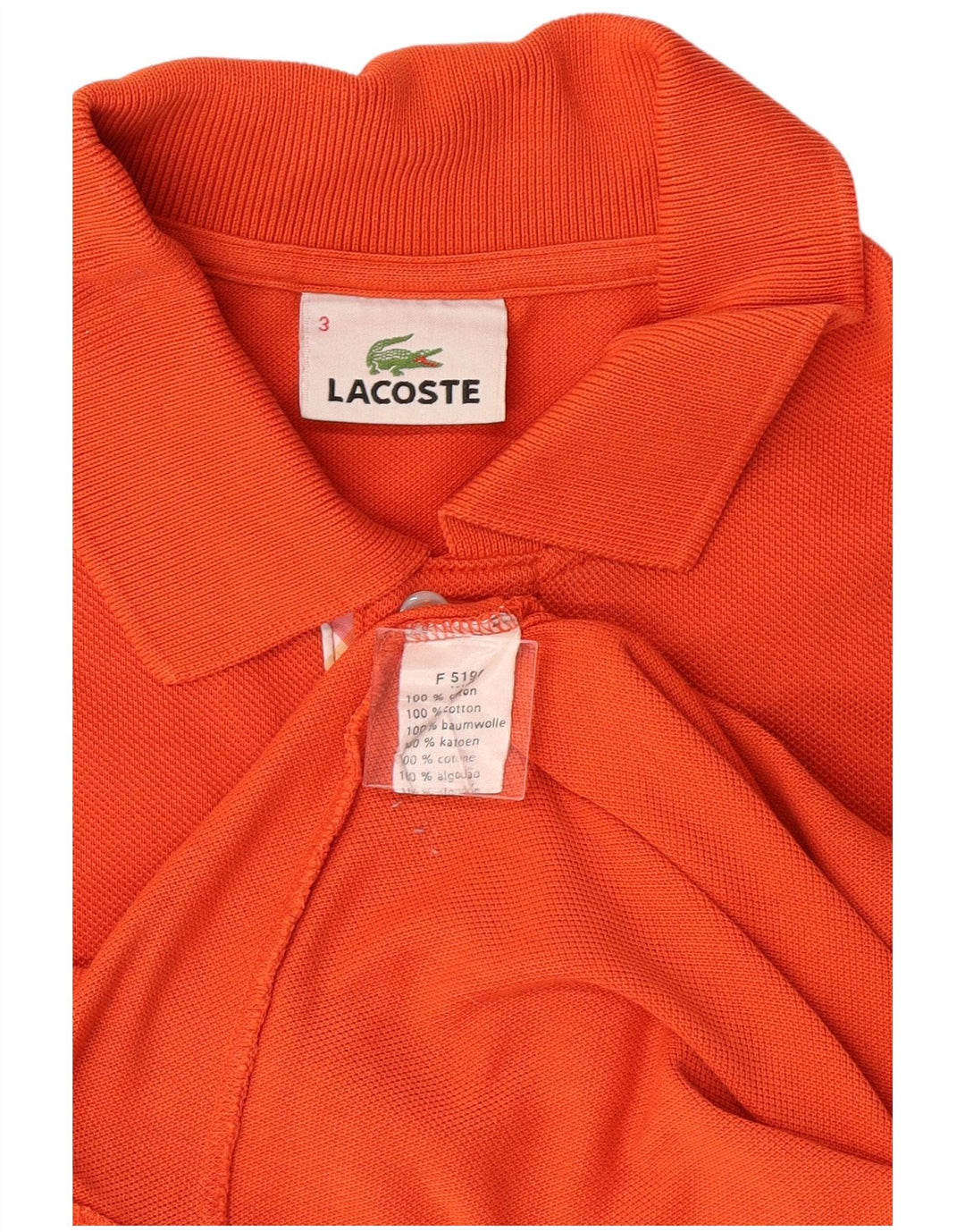 LACOSTE Mens Polo Shirt Size 3 Small Orange Cotton