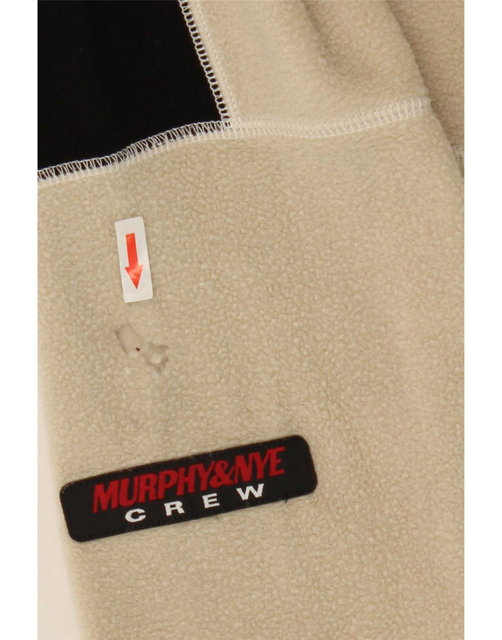 Murphy & Nye Herren-Fleecepullover mit Reißverschluss am Hals, groß, beige, Farbblock-Polyester