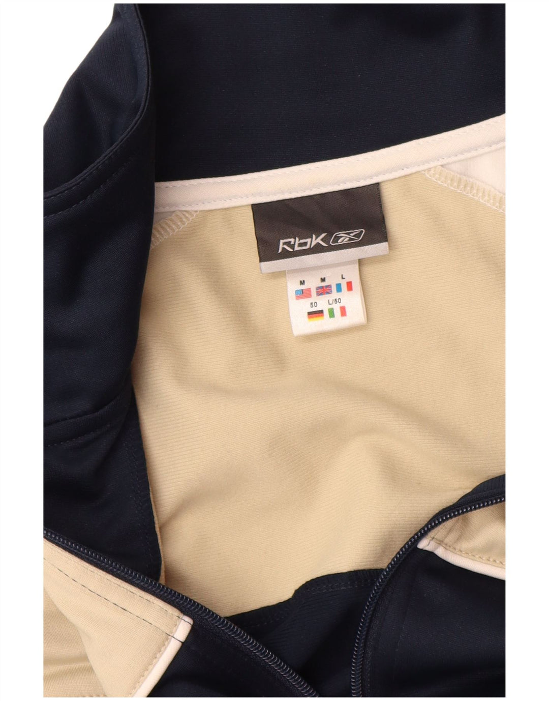 REEBOK Herren-Trainingsanzug-Oberteil, mittleres marineblaues Farbblock-Polyester