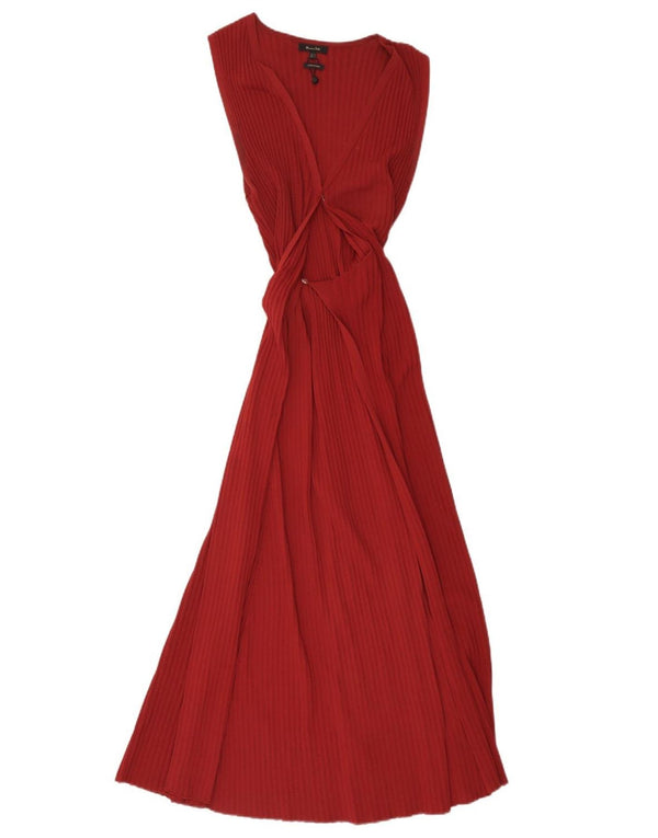 Massimo Dutti Damen Ärmelloses Maxikleid UK 12 Mittelrote Viskose