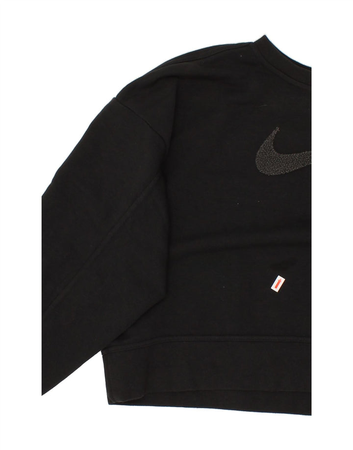 NIKE Womens Oversized Graphic Crop Sweatshirt Jumper UK 10 Small Black Vintage Nike and Second-Hand Nike from Messina Hembry 