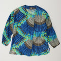 VINTAGE Womens Abstract Pattern Shirt Blouse UK 14 Medium Blue Viscose Vintage Vintage and Second-Hand Vintage from Messina Hembry 