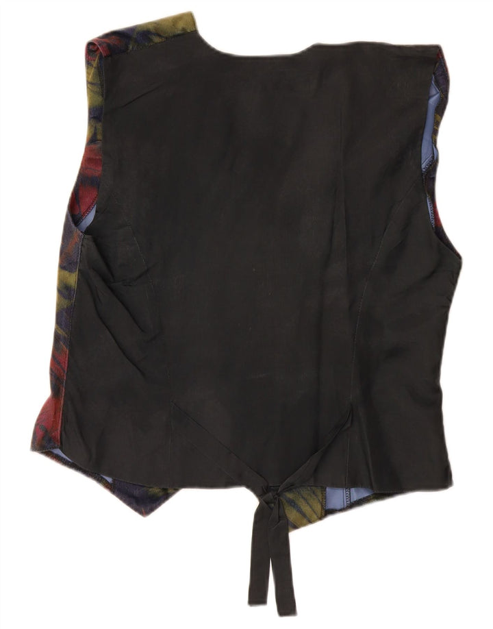 VINTAGE Damen Weste UK 12 Medium Marineblau geblümt