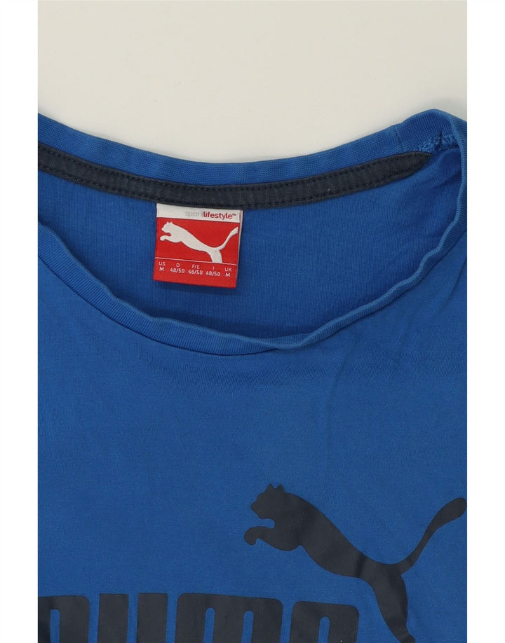 PUMA Mens Graphic T-Shirt Top Medium Blue Cotton Vintage Puma and Second-Hand Puma from Messina Hembry 
