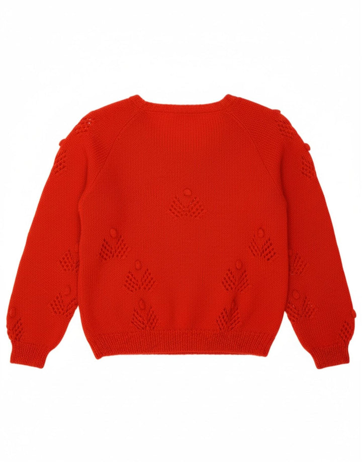 VINTAGE Womens V-Neck Jumper Sweater UK 14 Medium Red