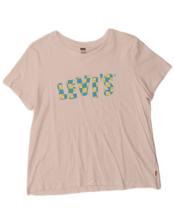 Levi's Damen-T-Shirt mit Grafik, UK 18, XL, weiße Baumwolle