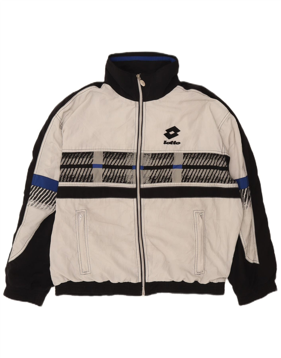 Lotto Herren-Trainingsanzug-Top-Jacke, großes schwarzes Farbblock-Polyester