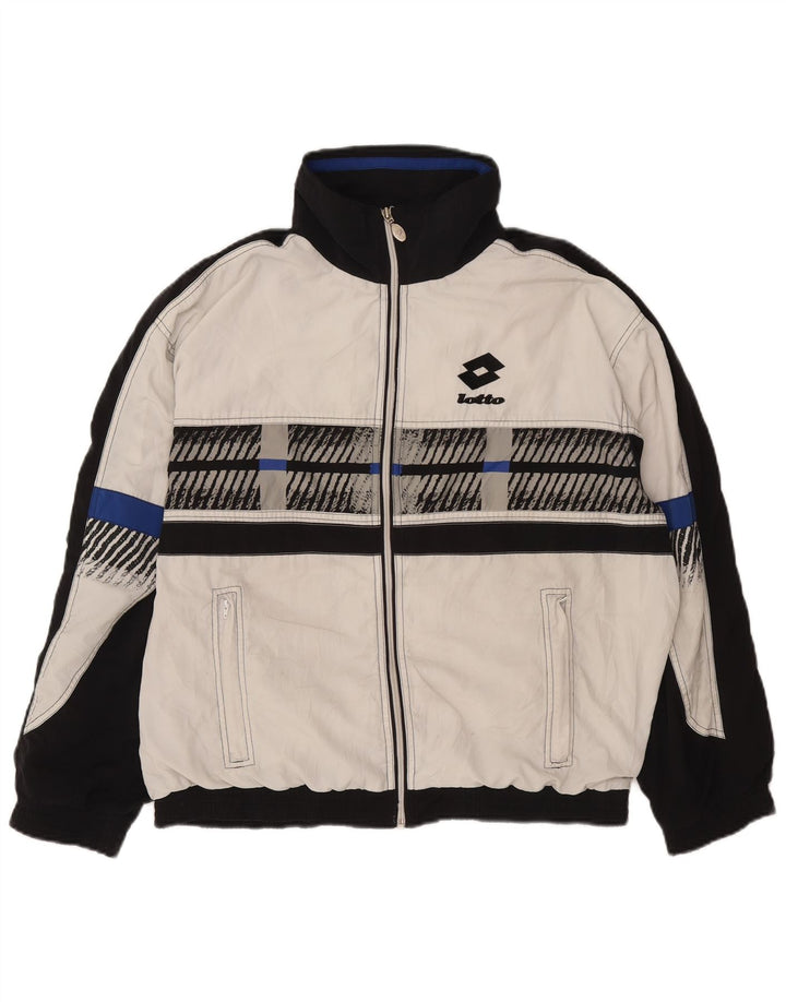 Lotto Herren-Trainingsanzug-Top-Jacke, großes schwarzes Farbblock-Polyester