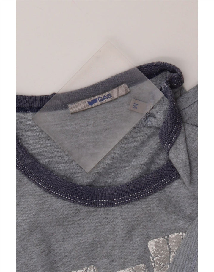 Gas Damen Grafik T-Shirt Top UK 14 Mittelgrau