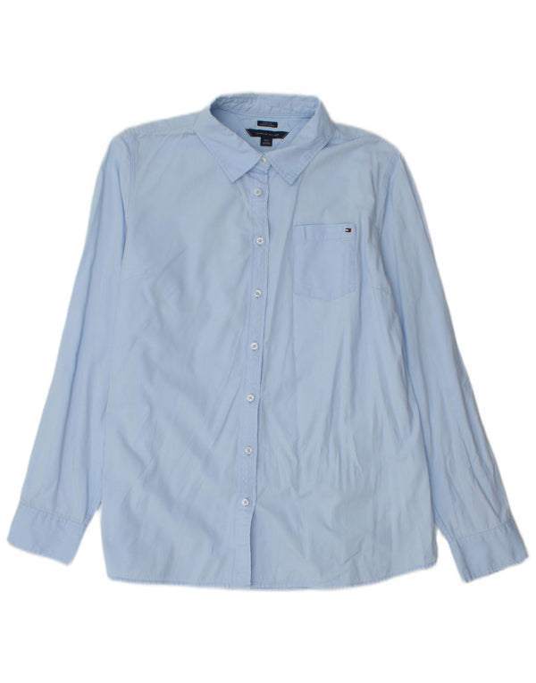 Tommy Hilfiger Damen-Hemd mit klassischer Passform, große blaue Baumwolle