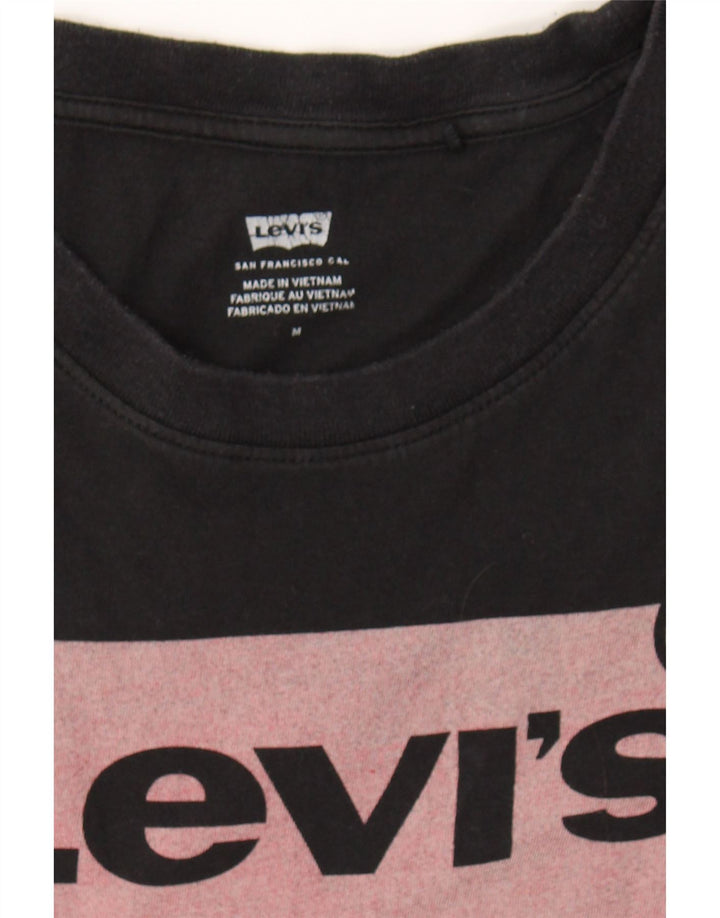 LEVI'S Womens Graphic Vest Top UK 14 Medium Black Vintage Levi's and Second-Hand Levi's from Messina Hembry 