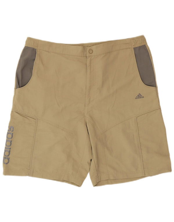 ADIDAS Herren Shorts W40 XL Khaki Colourblock Nylon