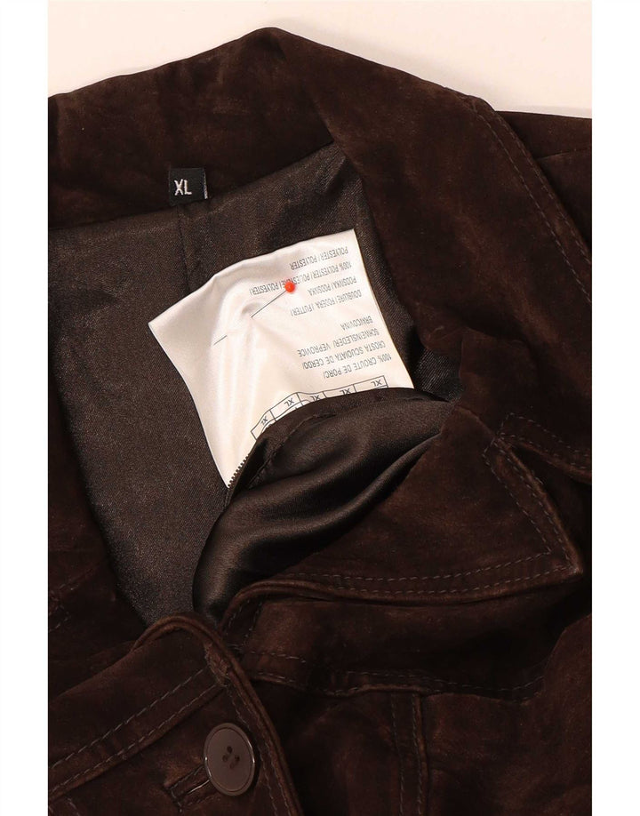 Vintage Damen Wildlederjacke UK 18 XL Braunes Leder
