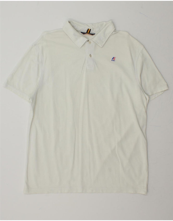 K-WAY Mens Polo Shirt XL White Vintage K-Way and Second-Hand K-Way from Messina Hembry 