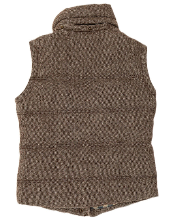 Jack Wills Damen Wattierte Weste UK 8 Small Braun gesprenkelte Wolle