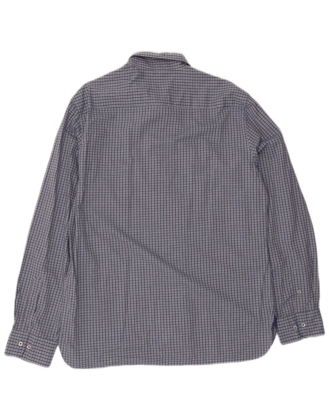 Massimo Dutti Herren-Hemd mit lässiger Passform, XL, blau kariert, Baumwolle