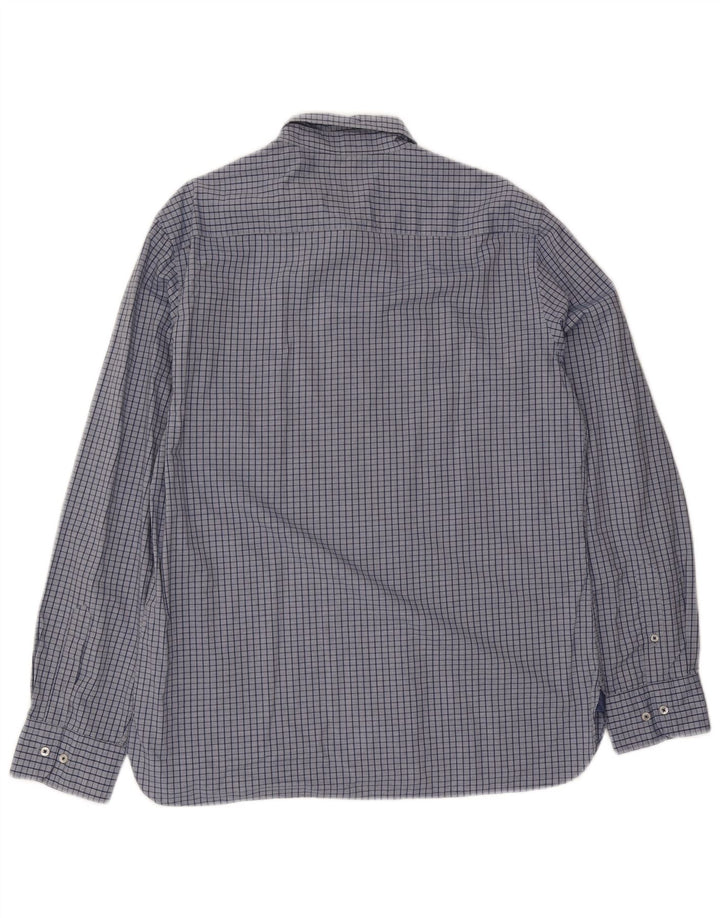 Massimo Dutti Herren-Hemd mit lässiger Passform, XL, blau kariert, Baumwolle