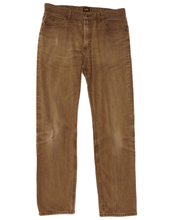 Lee Herren Straight Jeans W35 L34 Khaki Baumwolle
