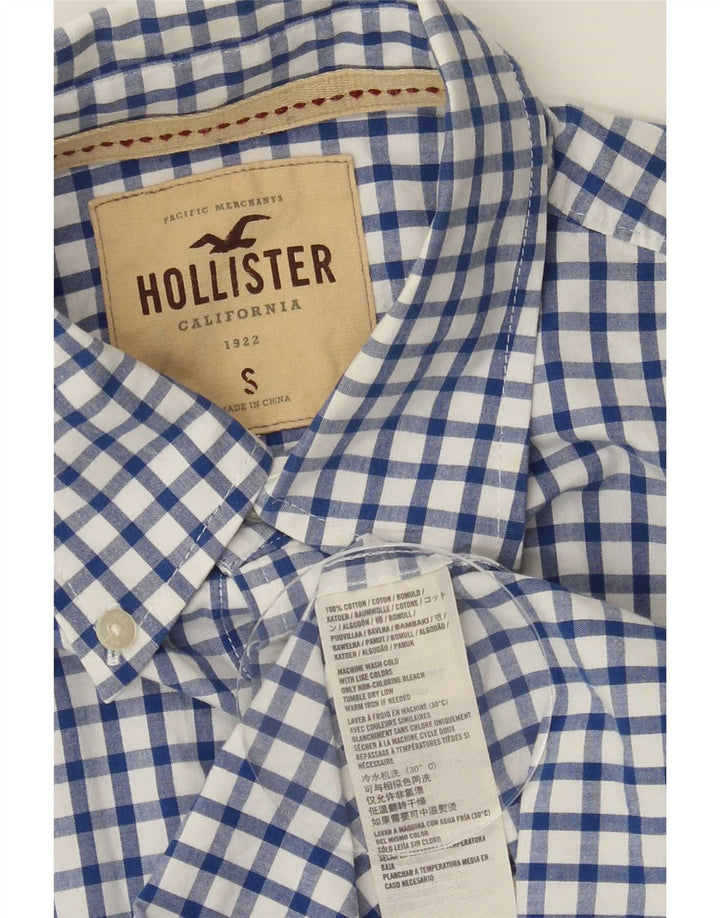 Hollister Herren-Hemd, klein, blau, Gingham-Baumwolle