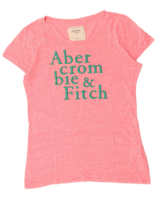 Abercrombie & Fitch Damen-T-Shirt mit Grafik, UK 12, mittelrosa gefleckt