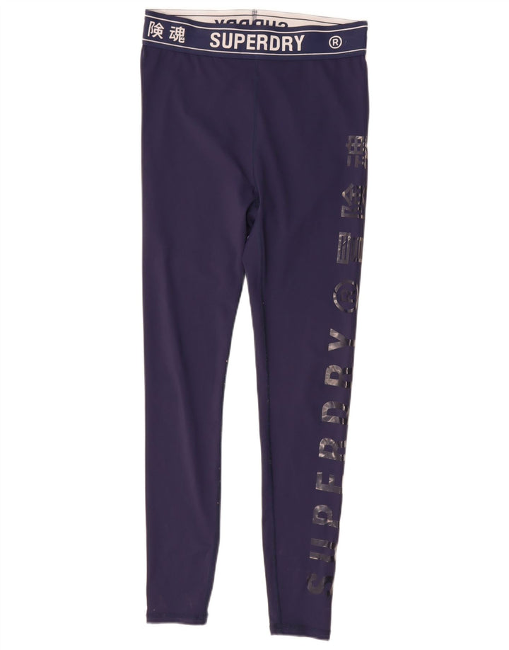 Superdry Damen Grafik-Leggings UK 12 Medium Marineblau Polyester
