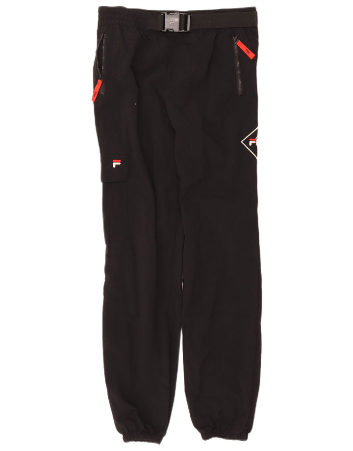 Fila Herren-Cargo-Trainingsanzughose mit grafischem Muster, mittelschwarzes Nylon