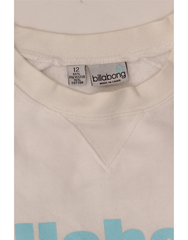 BILLABONG Damen Grafik-Sweatshirt-Pullover UK 12 Mittelweißes Polyester