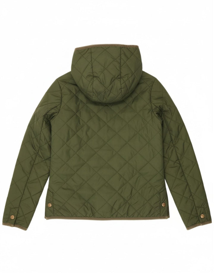 JACK WILLS Womens Hooded Quilted Jacket UK 8 Small  Green