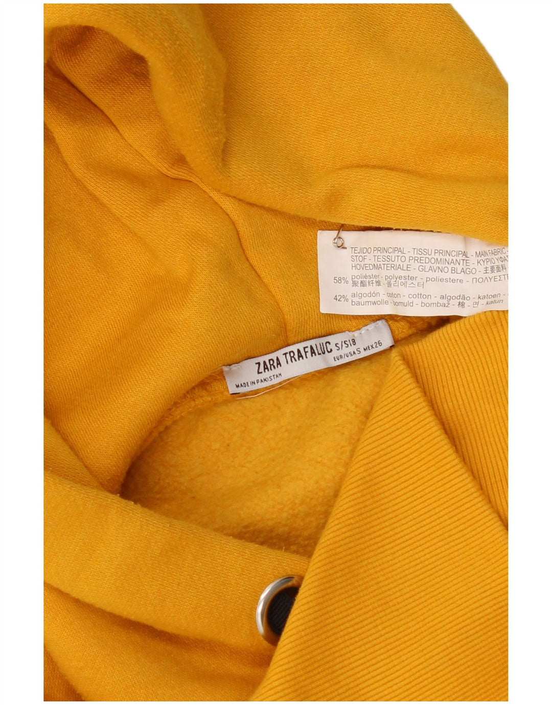 Zara Damen Übergroßer Kapuzenpullover UK 10 Small Gelb Polyester