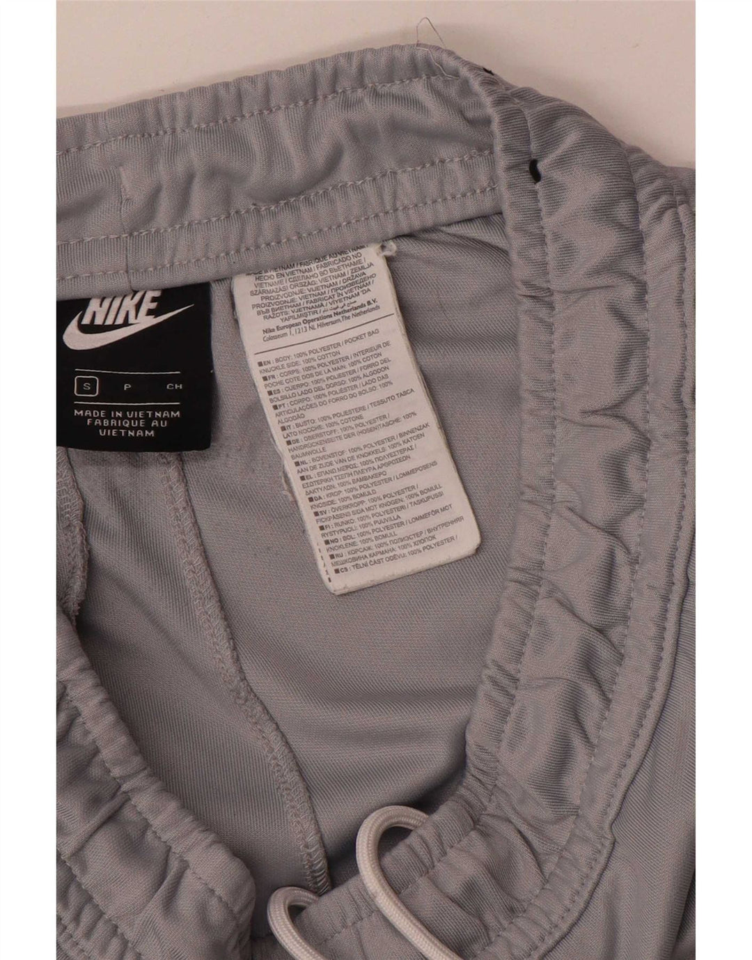 Nike Herren-Trainingshose mit Grafik, Größe S, graues Farbblock-Polyester