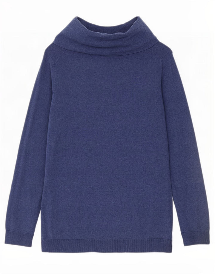 Massimo Dutti Rollkragenpullover für Damen, UK 12, mittelblaue Seide
