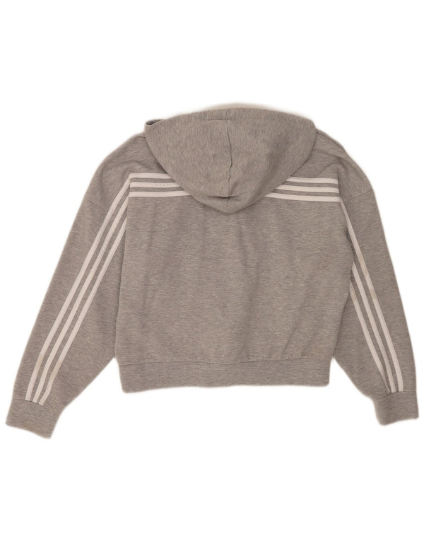 Adidas Damen Relaxed Fit Zip Hoodie Pullover UK 8/10 Small Grau gestreift