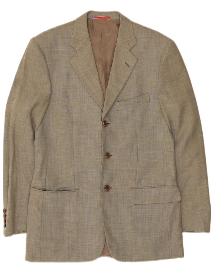 UNGARO Herren-Blazer mit 3 Knöpfen, IT 46, kleine Khaki-Wolle