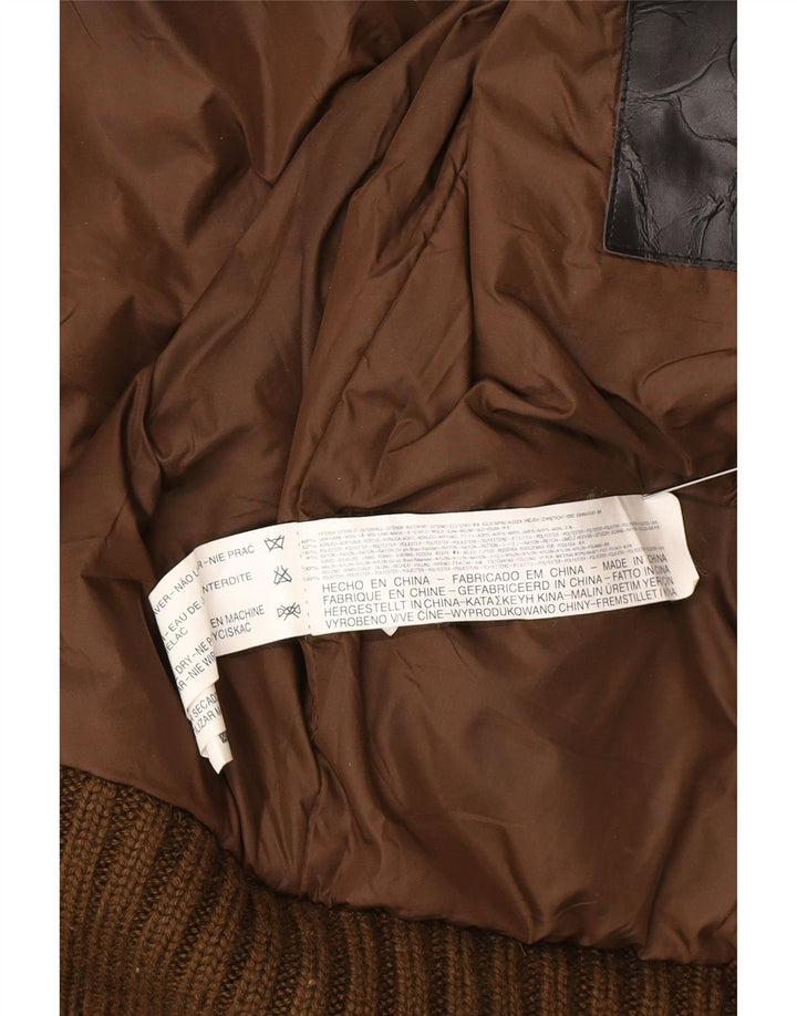 Zara Herren Strick-Bomberjacke UK 40 Große braune Colourblock-Wolle