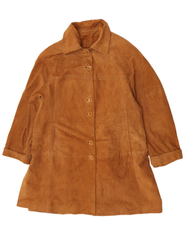 Forester Damen Übergroßer Mantel IT 48 XL Braunes Leder