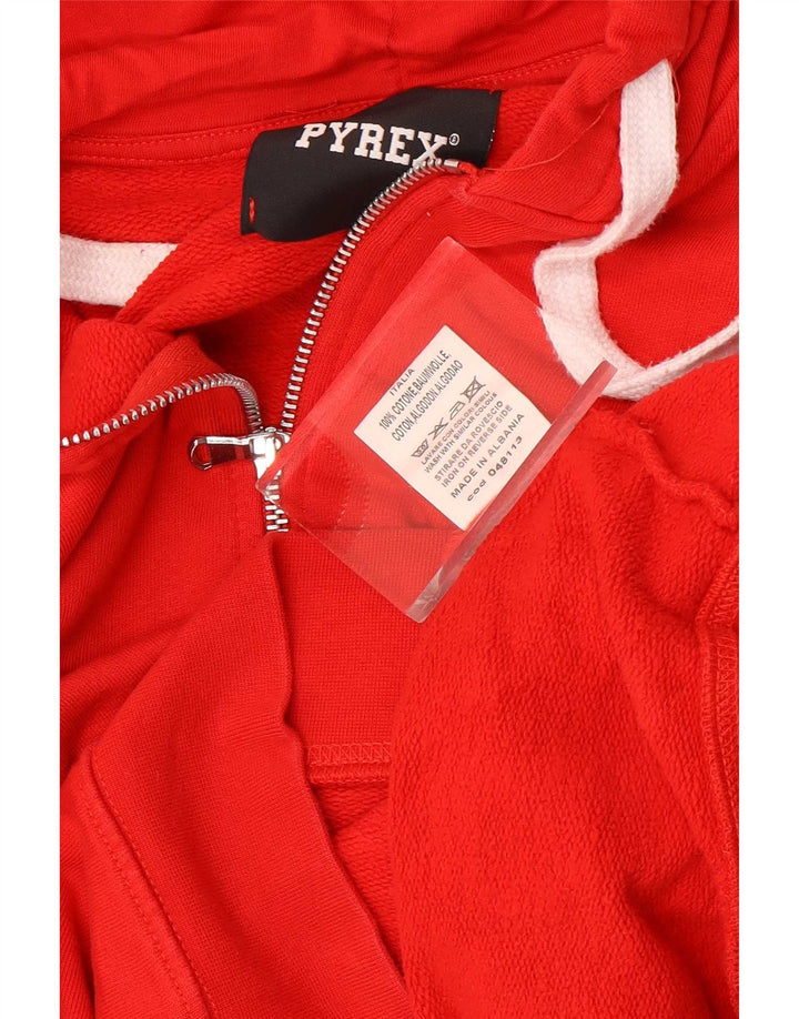Pyrex Womens Graphic Zip Hoodie Sweater UK 14 Mittelrote Baumwolle